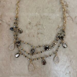 Gold and black and silver layered necklace